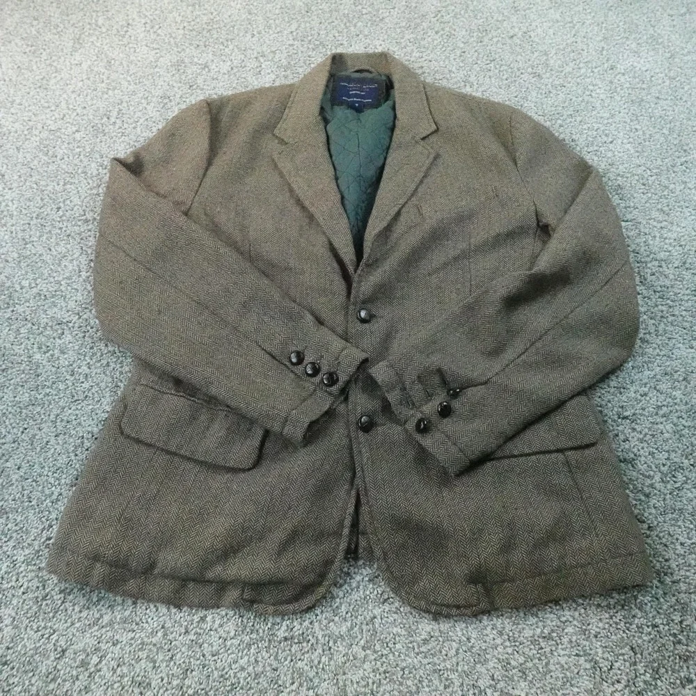 American Eagle Blazer Mens L Brown Speckled Herringbone Tweed Sport Coat Jacket